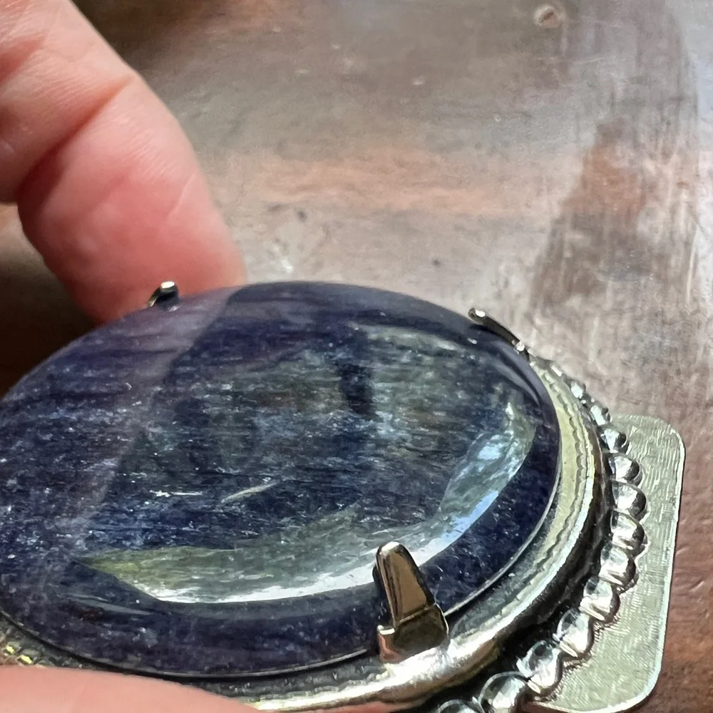 Silver and Blue Stone Money Clip